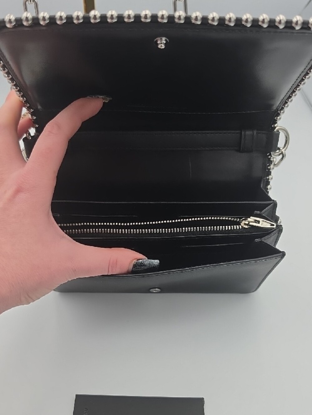 Alexander Wang Attica Biker Silver Chain Flap Stud Small Crossbody Bag (EUC)🖤🩶 - Picture 13 of 16